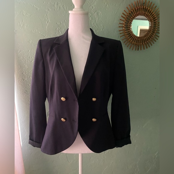 Cremieux Navy Blazer with Gold buttons. Women’s 8 business lined jacket, work - Picture 3 of 15
